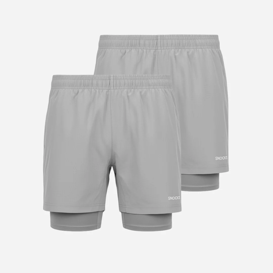 2 in 1 Shorts Herren | Silber Grau - Image 11
