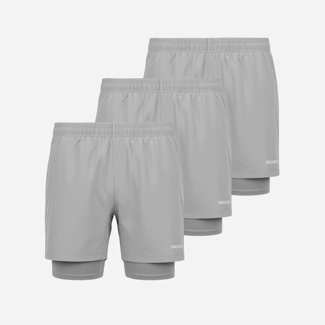 2 in 1 Shorts Herren | Silber Grau - Image 12