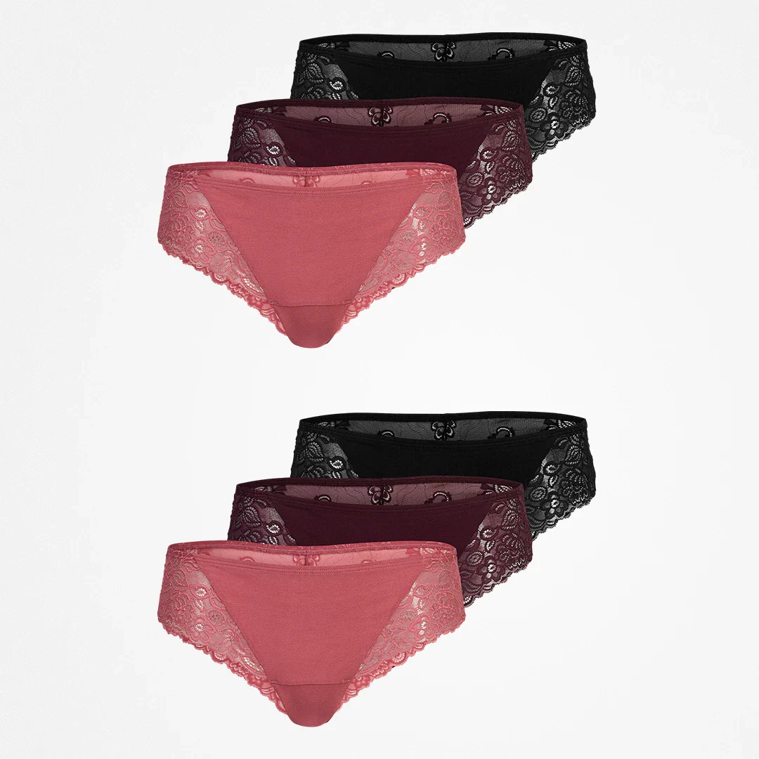 Brazilian Slips mit Spitze lace romance | Mix (Mauve/Weinrot/Schwarz) - Image 9