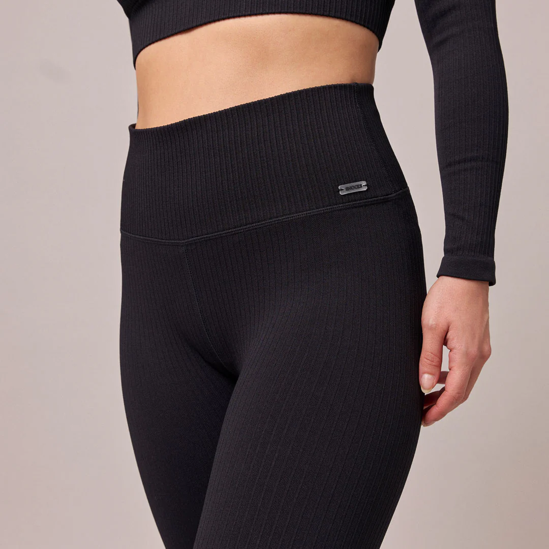 Gerippte Leggings | Schwarz - Image 7