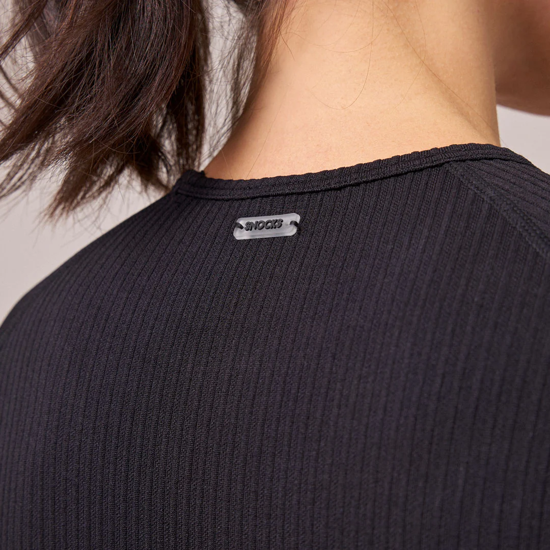 Geripptes Sportshirt langarm Damen | Schwarz - Image 8