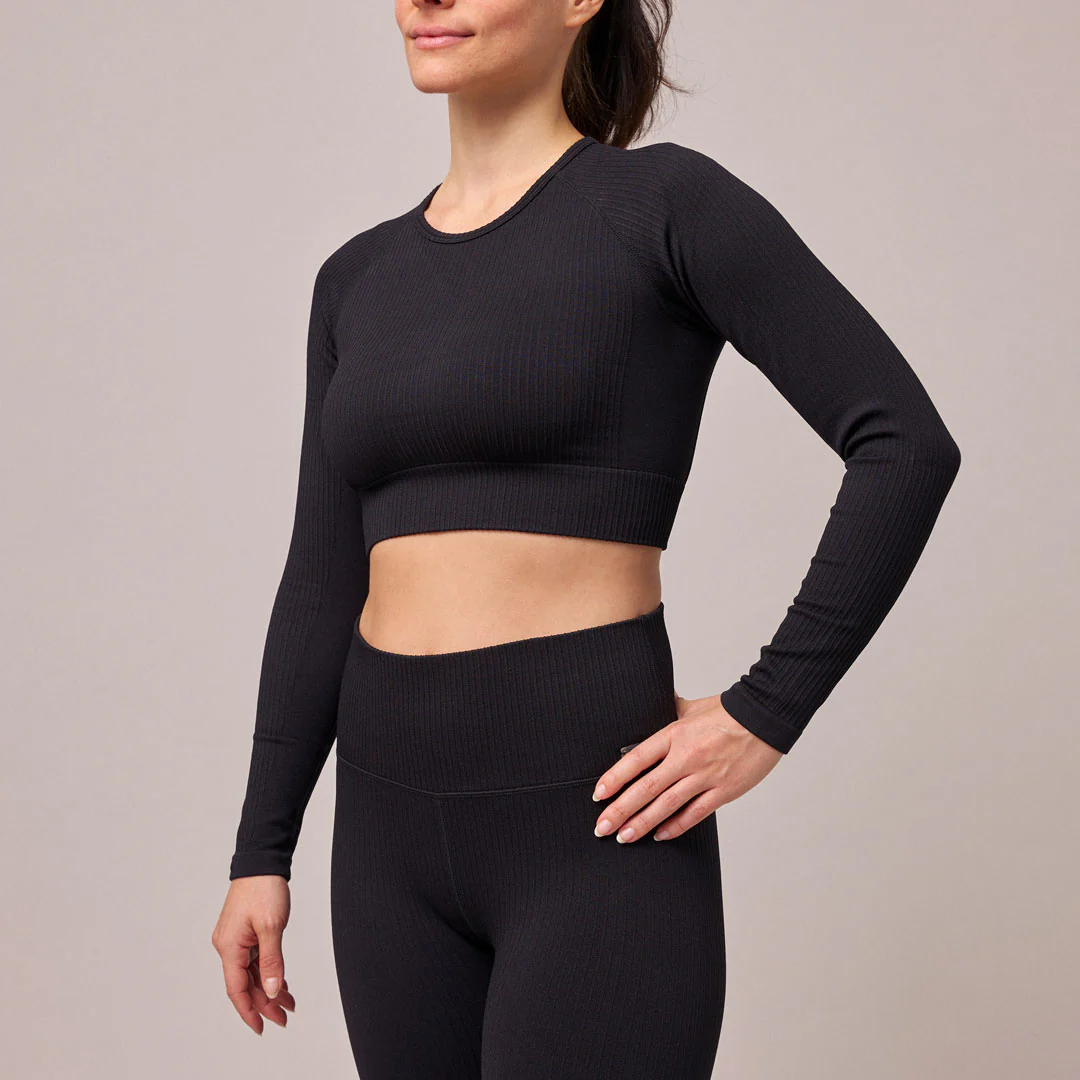 Geripptes Sportshirt langarm Damen | Pastelllila - Image 4