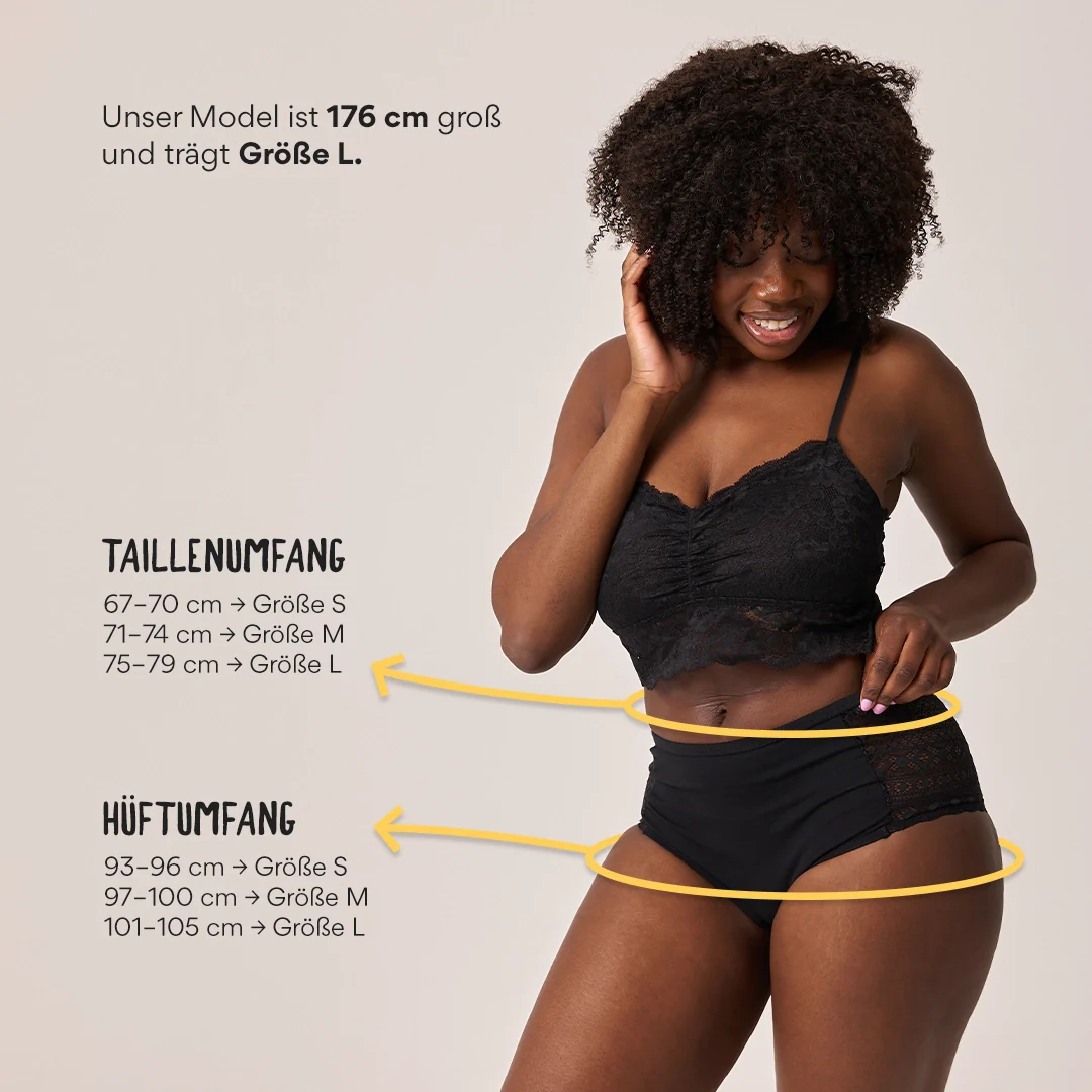 High Waist Hipster Panties mit Spitze | Schwarz - Image 8