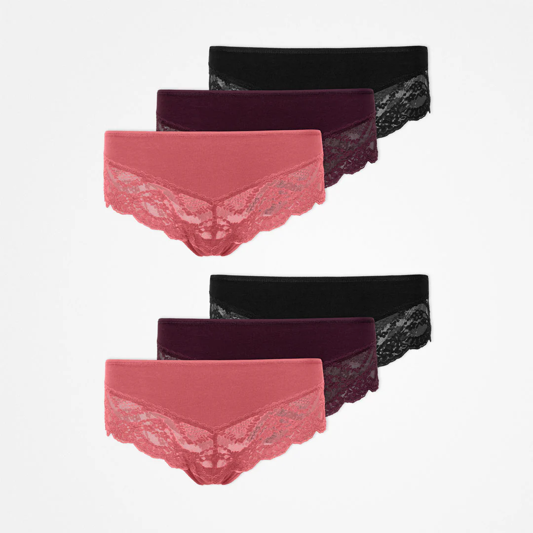 Hipster Panties mit Spitze | Mix (Mauve/Weinrot/Schwarz) - Image 13