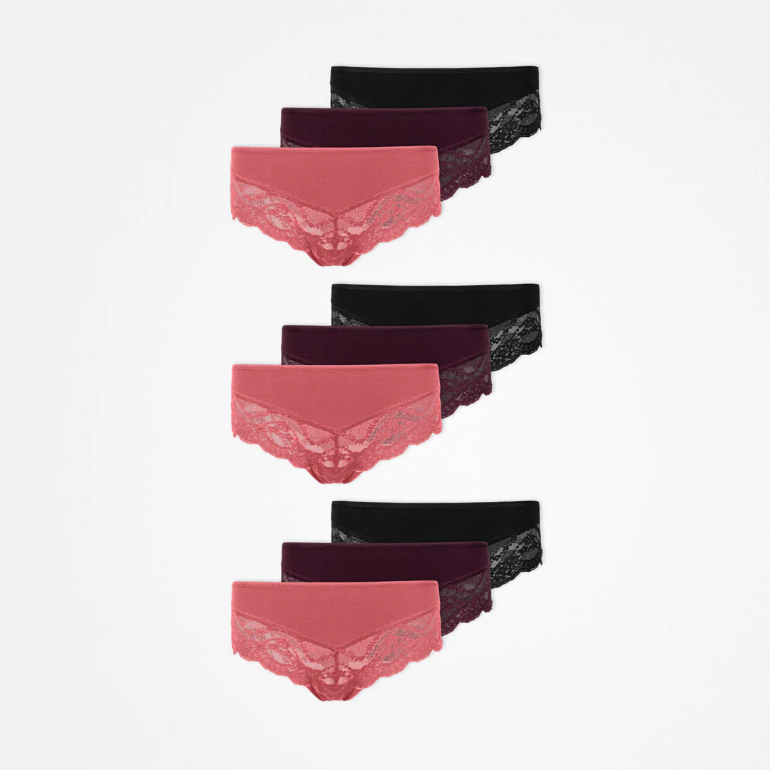 Hipster Panties mit Spitze | Mix (Mauve/Weinrot/Schwarz) - Image 14