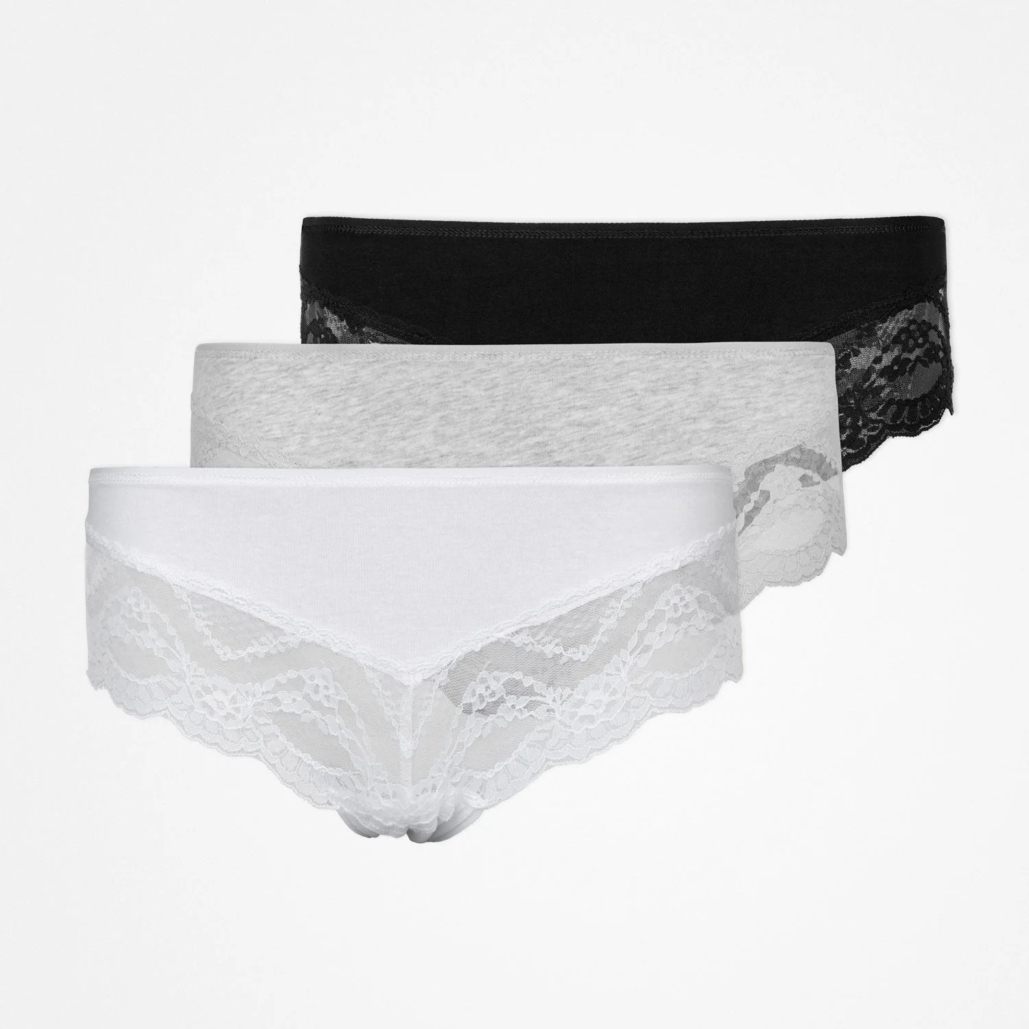 Hipster Panties mit Spitze | Mix (Weiß/Hellgrau/Schwarz) - Image 12