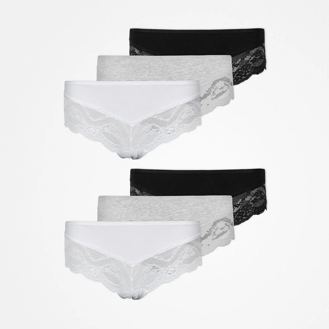 Hipster Panties mit Spitze | Mix (Weiß/Hellgrau/Schwarz) - Image 13