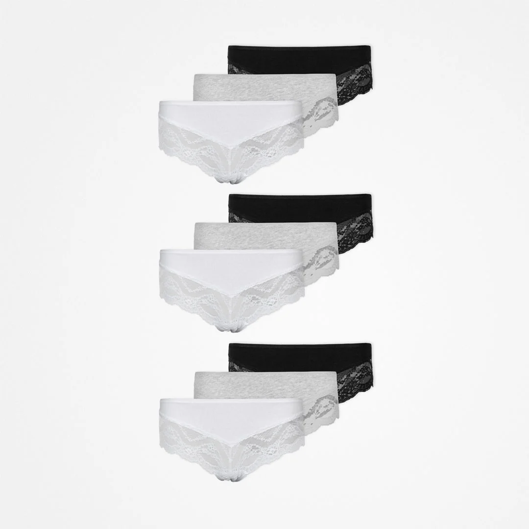 Hipster Panties mit Spitze | Mix (Weiß/Hellgrau/Schwarz) - Image 14