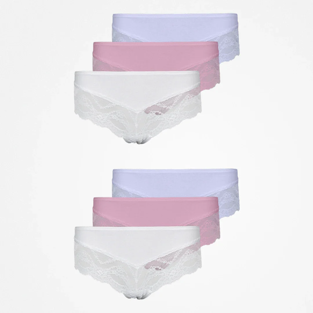 Hipster Panties mit Spitze | Mix (Weiß/Rosa/Lila) - Image 13