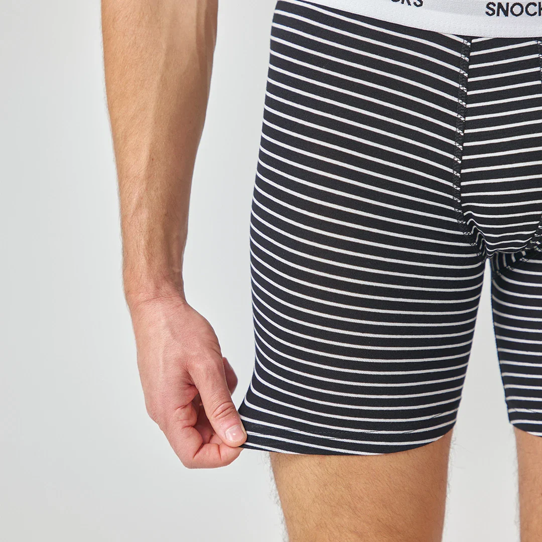 Lange Boxershorts mit Streifen | Schwarz - Image 4