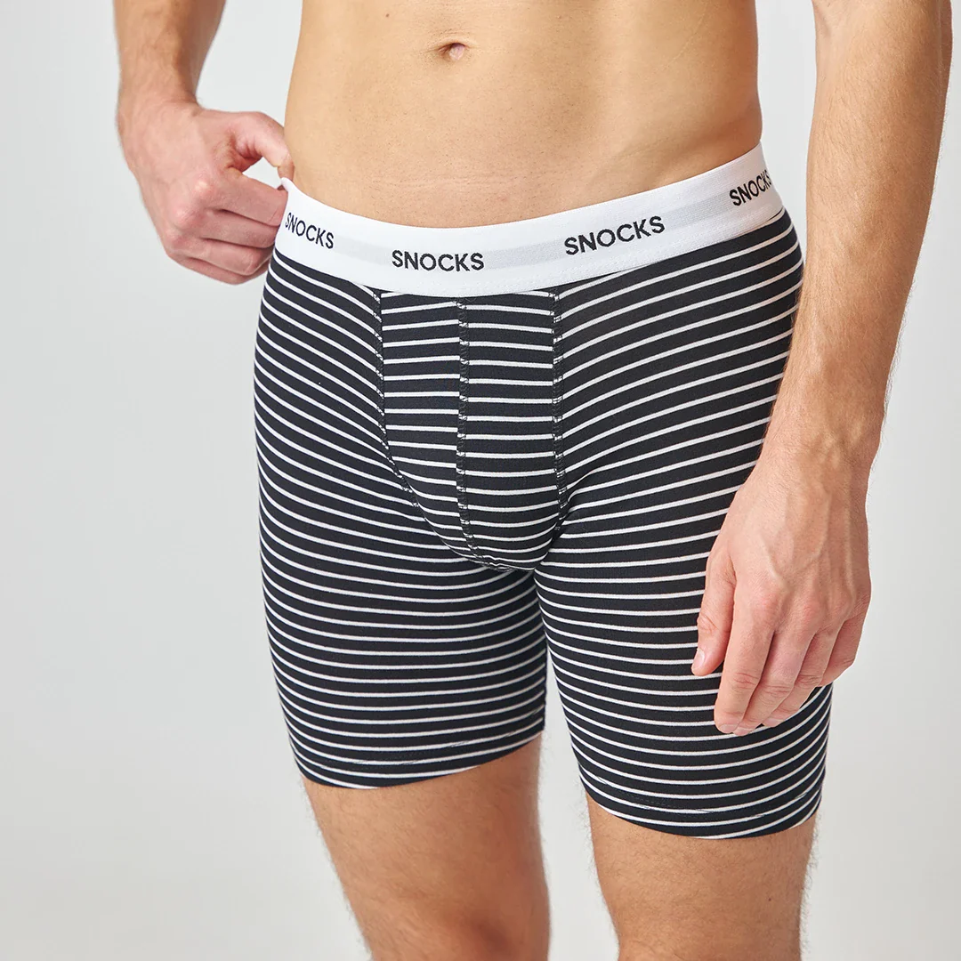 Lange Boxershorts mit Streifen | Schwarz - Image 5