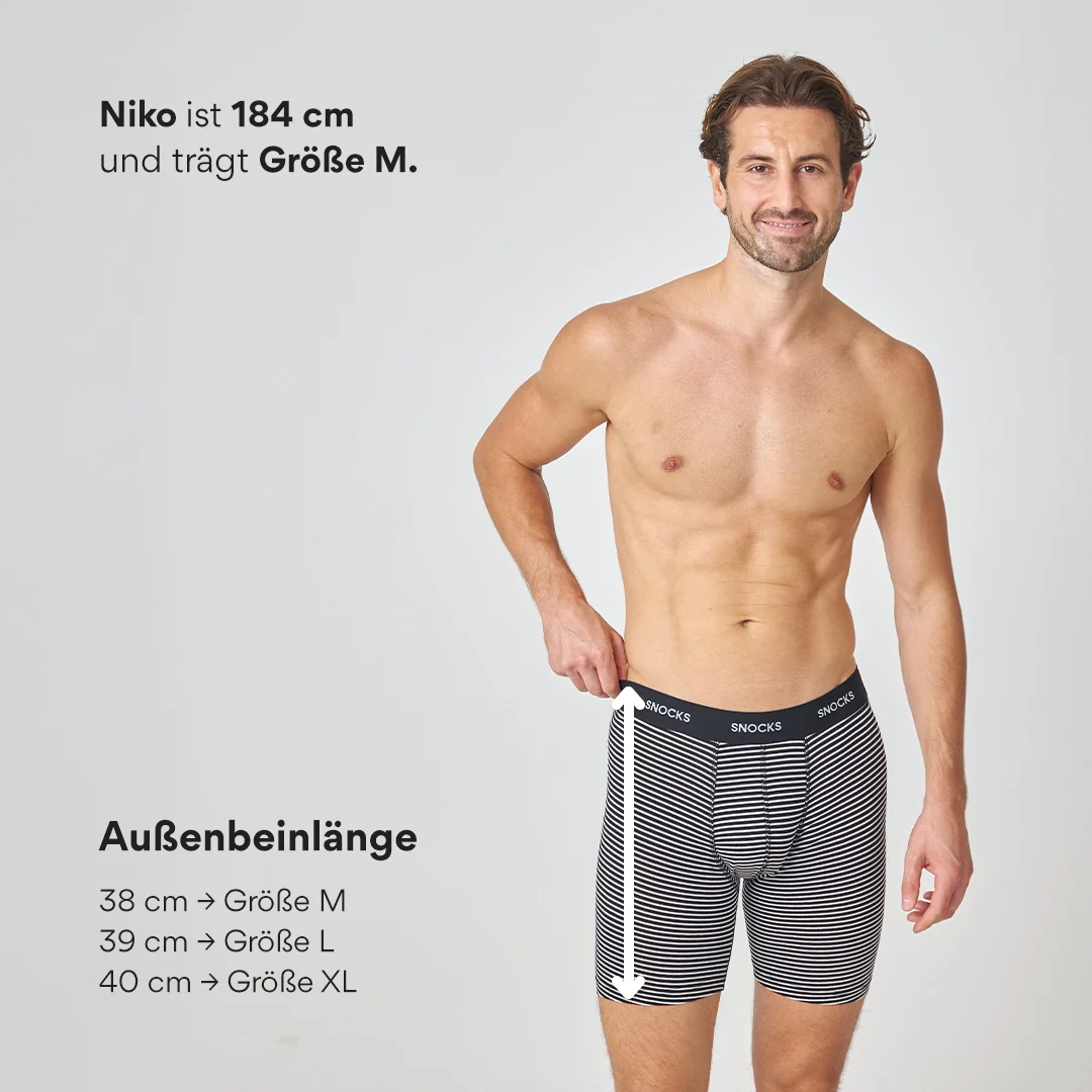 Lange Boxershorts mit Streifen | Schwarz - Image 8
