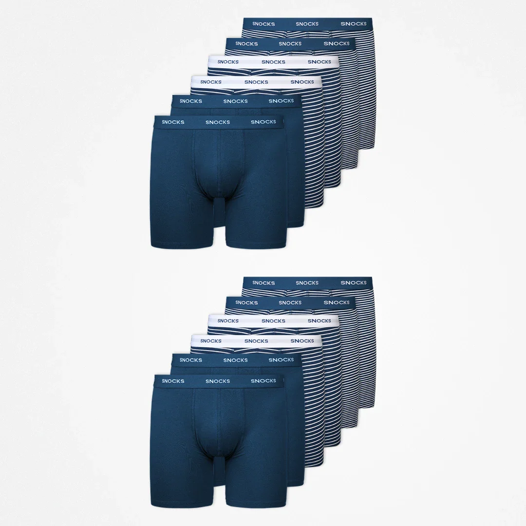 Lange Boxershorts mit Streifen | Blau - Image 11