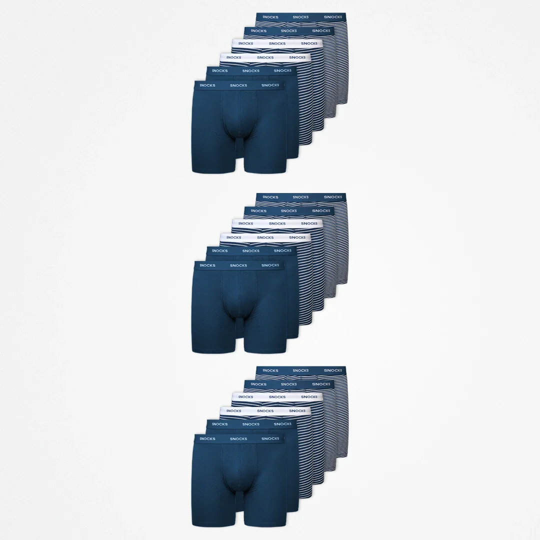 Lange Boxershorts mit Streifen | Blau - Image 12