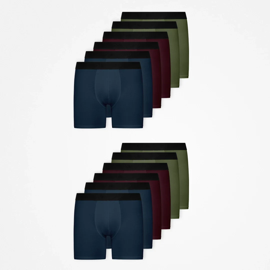 Lange Boxershorts ohne Logo | Mix (Rot/Olive/Blau) - Image 11