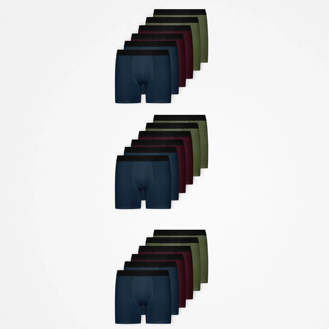 Lange Boxershorts ohne Logo | Mix (Rot/Olive/Blau) - Image 12