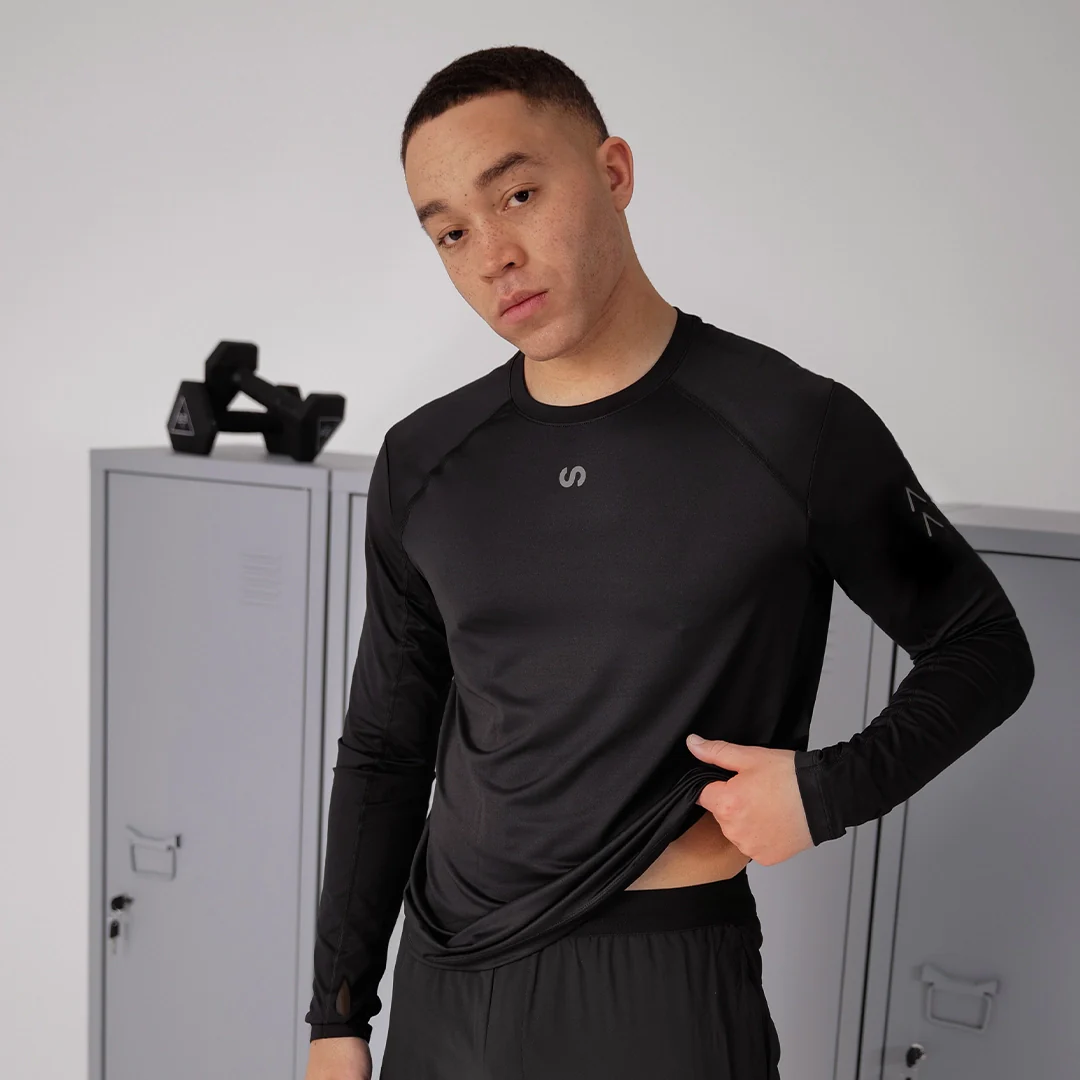 Laufshirt langarm Herren | Schwarz - Image 6