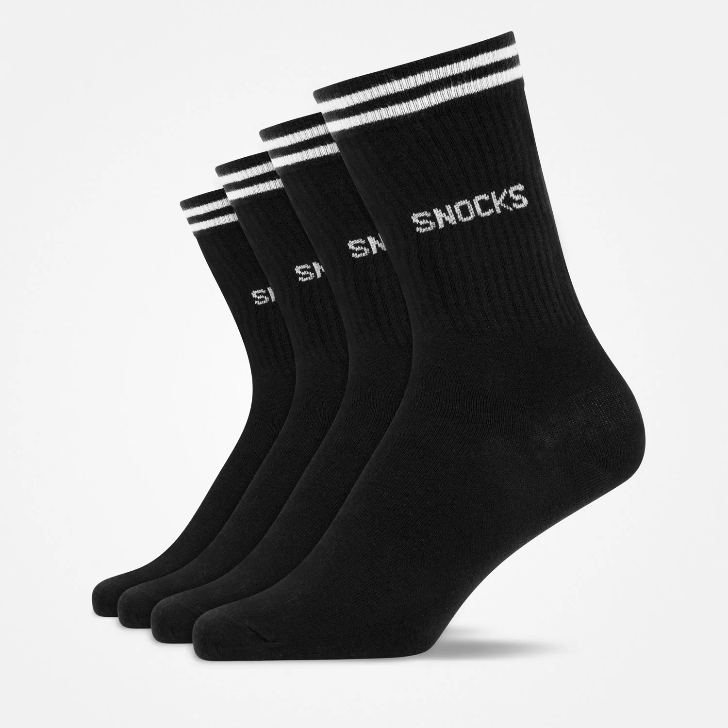 Hohe Sportsocken mit Streifen | Schwarz - Image 7
