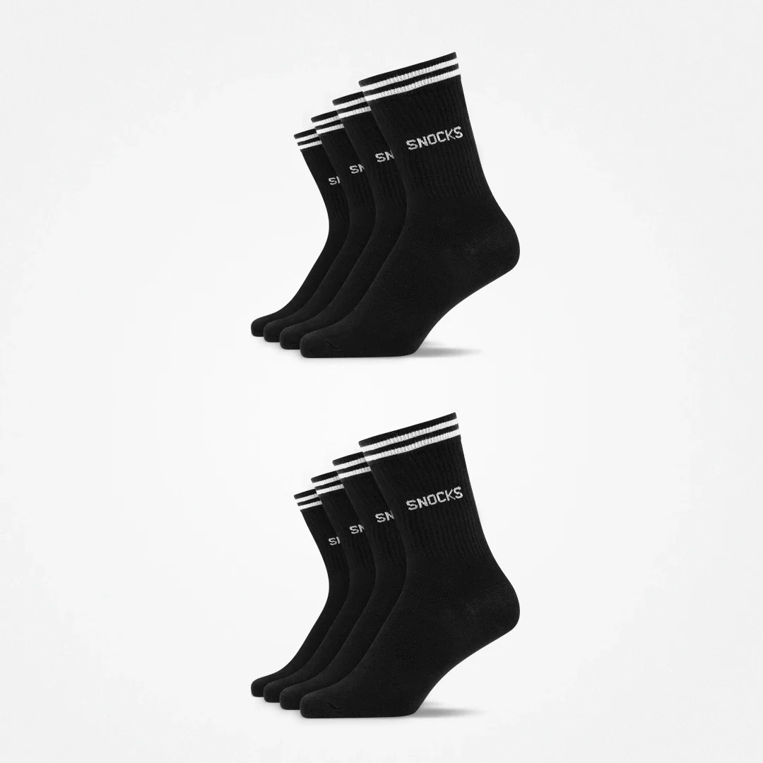 Hohe Sportsocken mit Streifen | Schwarz - Image 8