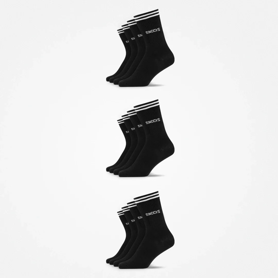 Hohe Sportsocken mit Streifen | Schwarz - Image 9