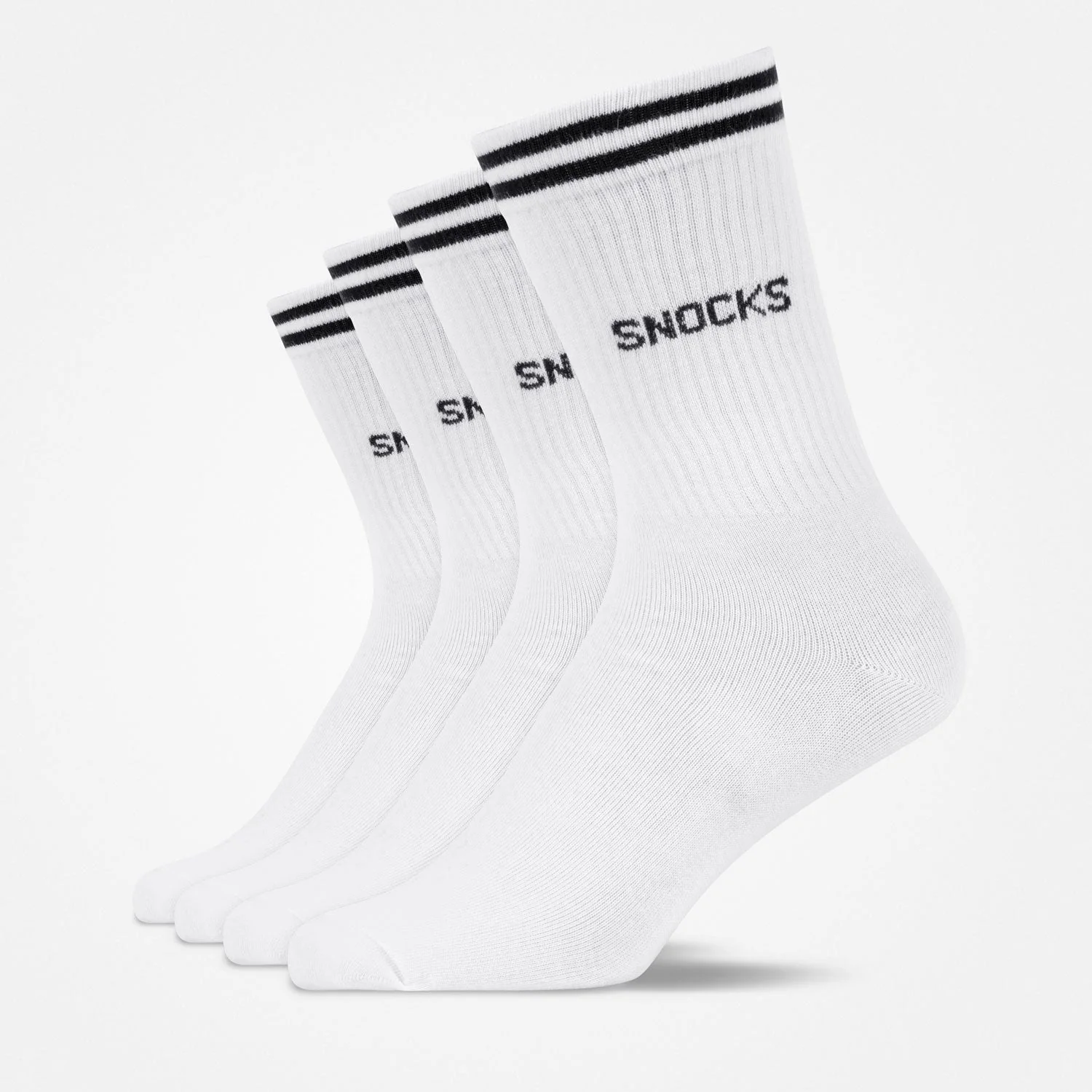 Hohe Sportsocken mit Streifen | Weiß - Image 7