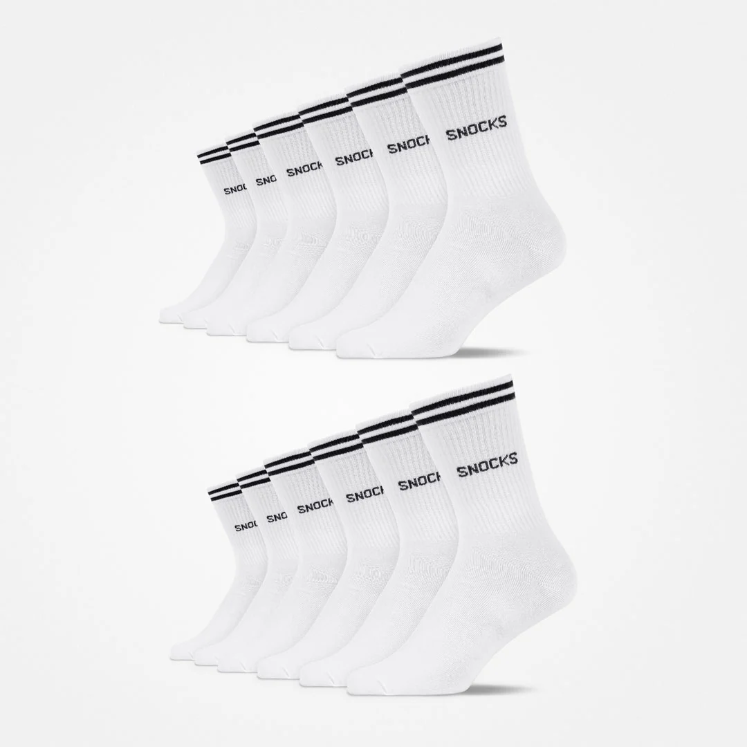 Hohe Sportsocken mit Streifen | Weiß - Image 9