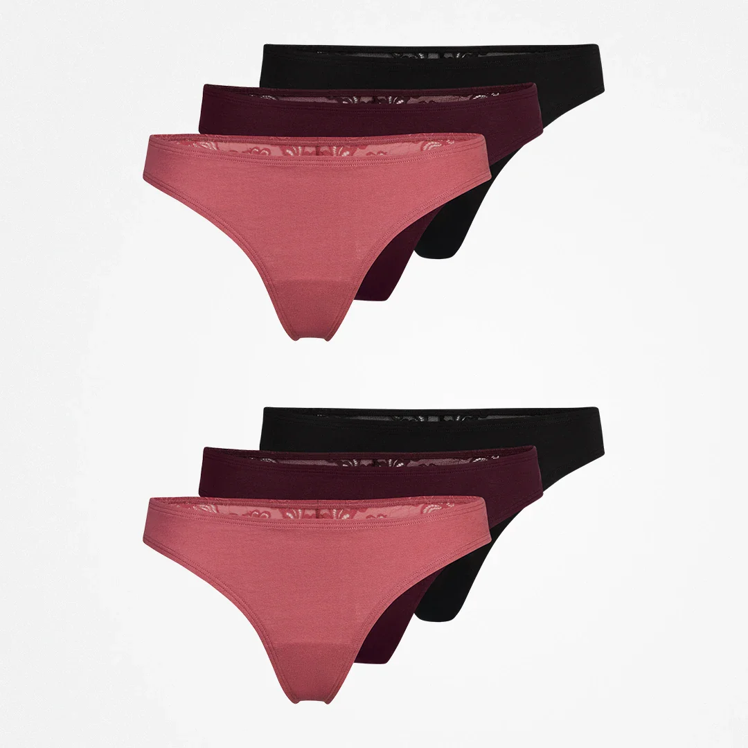 Tangas mit Spitze back ass | Mix (Mauve/Weinrot/Schwarz) - Image 8