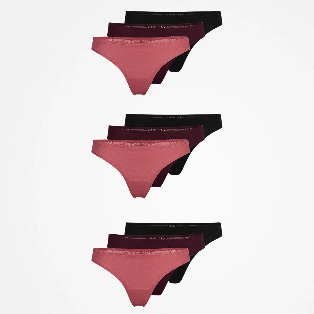 Tangas mit Spitze back ass | Mix (Mauve/Weinrot/Schwarz) - Image 9